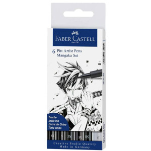 Комплект маркери Faber-Castell Pitt Artist Mangaka, 6 бр.