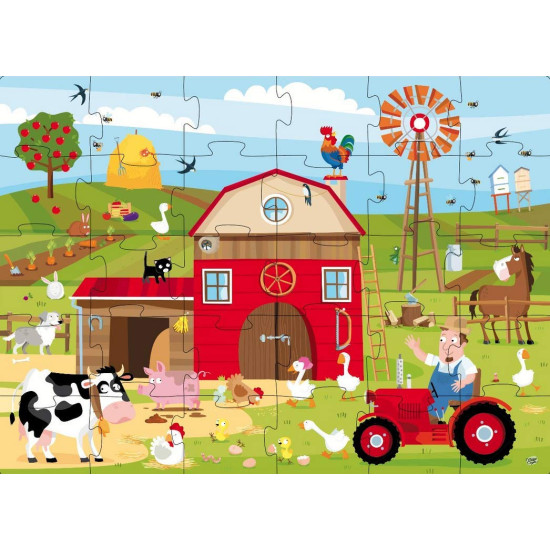 Пъзел Sassi с книжка Farm Friends 30 части