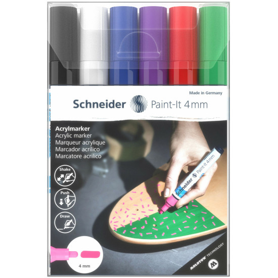 Акрилен маркер Schneider Paint-It 320, 4 мм, 6 броя | Изкуство и художествени материали