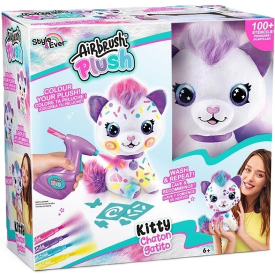 Творчески комплект Canal Toys Airbrush plush - Плюшена играчка за оцветяване, Коте | За детето