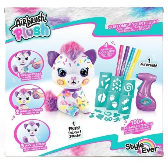 Творчески комплект Canal Toys Airbrush plush - Плюшена играчка за оцветяване, Коте | Игри и играчки