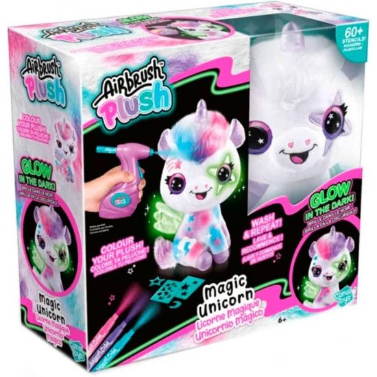 Творчески комплект Canal Toys Airbrush plush - Плюшена играчка за оцветяване, Светещ еднорог | Игри и играчки