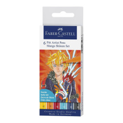 Комплект маркери Faber-Castell Pitt Artist - Manga Shonen, 6 цвята