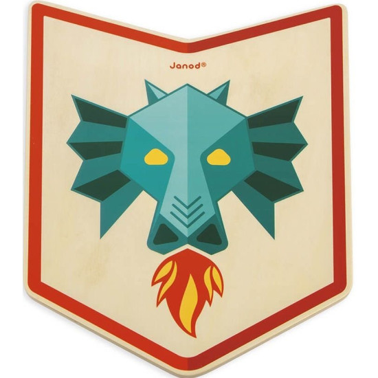 Игрален комплект Janod - Дървени меч и щит, дракон | Игри и играчки