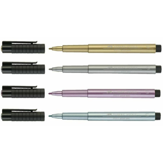 Комплект маркери Faber-Castell Pitt Artist, 4 бр., металик | Ученически пособия