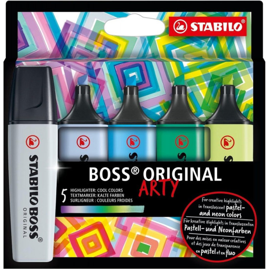 Комплект текст маркери Stabilo Arty - Boss Original, 5 броя, студени цветове | Изкуство и художествени материали