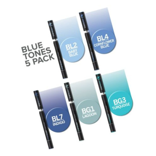 Маркери Blue Tones комплект от 5 броя | Изкуство и художествени материали