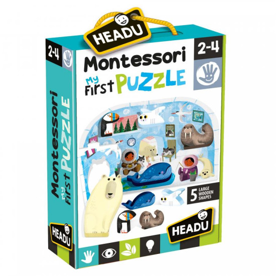 Образователен пъзел Headu Montessori - Полюси | Headu