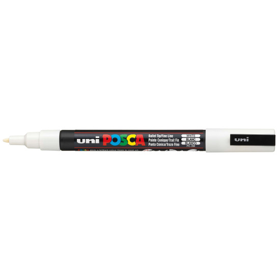 Перманентен маркер Uniball Posca на водна основа – Бял, 0.7 mm | Изкуство и художествени материали