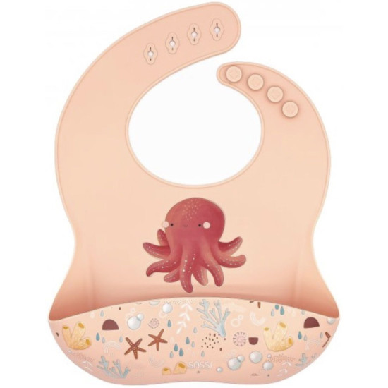 Силиконов лигавник Sassi - Slurpy The Octopus, розов | Аксесоари за хранене