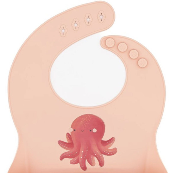 Силиконов лигавник Sassi - Slurpy The Octopus, розов | Аксесоари за хранене
