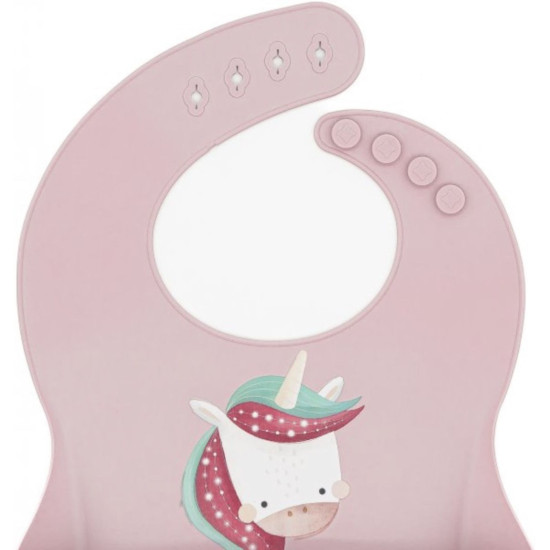 Силиконов лигавник Sassi - Sparkly The Unicorn, розов | Аксесоари за хранене