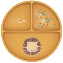 Силиконова чиния с вакуум Sassi - Chompy The Lion, оранжева