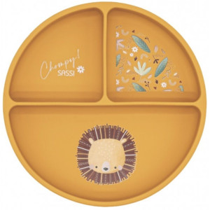 Силиконова чиния с вакуум Sassi - Chompy The Lion, оранжева
