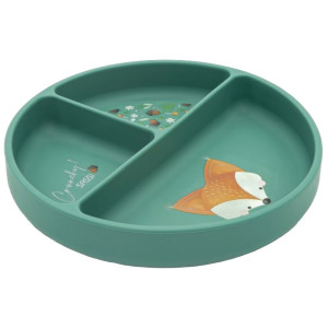 Силиконова чиния с вакуум Sassi - Crunchy The Fox, зелена