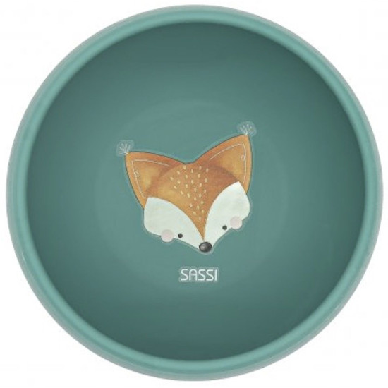 Силиконова купичка с вакуум Sassi - Crunchy The Fox, зелена | Аксесоари за хранене