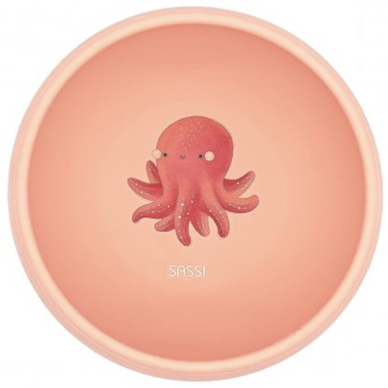 Силиконова купичка с вакуум Sassi - Slurpy The Octopus, розова | Аксесоари за хранене