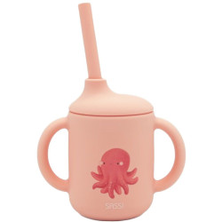 Силиконова чаша със сламка Sassi - Slurpy The Octopus, розова