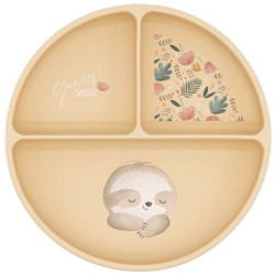Силиконова чиния с вакуум Sassi - Gnawy The Sloth, оранжева Силиконова чиния с вакуум Sassi - Gnawy The Sloth, оранжева