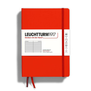 Тефтер Leuchtturm1917 Natural Colors - A5, червен, линиран, твърди корици
