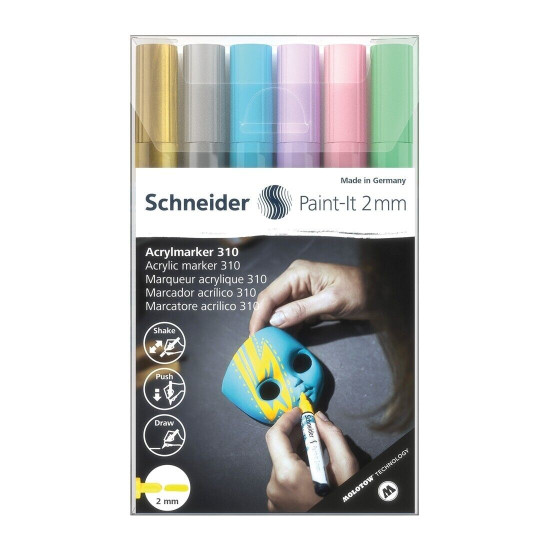 Акрилен маркер Schneider Paint-It 320, 4 мм, 6 броя