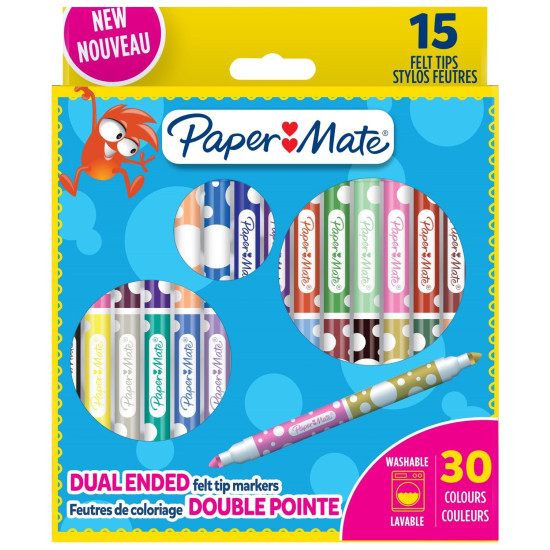 Двувърхи флумастери Paper Mate Kids Coloring - 15 броя