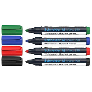 Комплект маркери за бяла дъска Schneider Maxx 290, 3 mm, 4 цвята