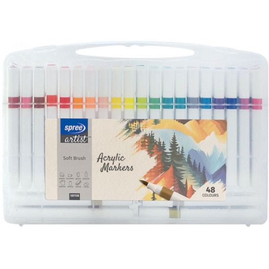 Акрилни маркери Spree Artist - Soft Brush, 48 цвята | Изкуство и художествени материали
