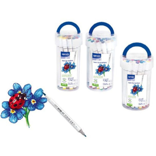 Двувърхи маркери Spree - Art Soft Brush, 12 цвята | Изкуство и художествени материали