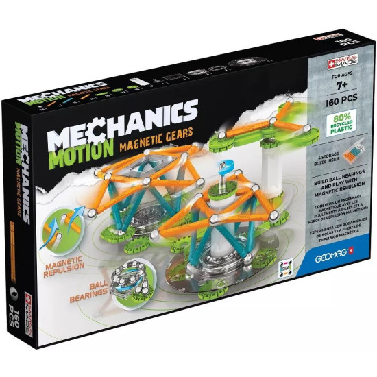 Магнитен конструктор Geomag - Mechanics Motion Magnetic Gears, 160 части | Игри и играчки