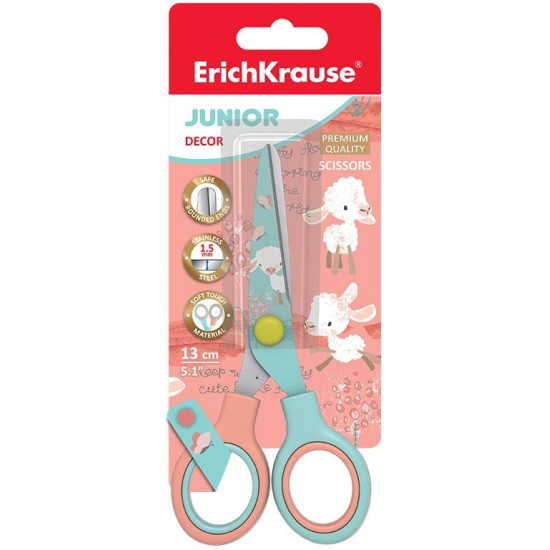 Ножица Erich Krause Junior Decor - Curly Sheep, 13 cm | Гуми, ножици, острилки