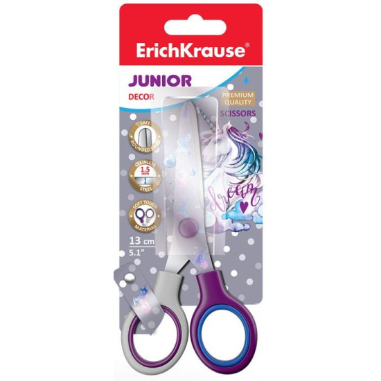 Ножица Erich Krause Junior Decor - Dream Unicorn, 13 cm | Гуми, ножици, острилки
