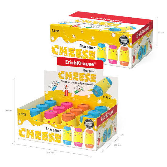 Острилка Cheese 2 гнезда с контейнер | Гуми, ножици, острилки