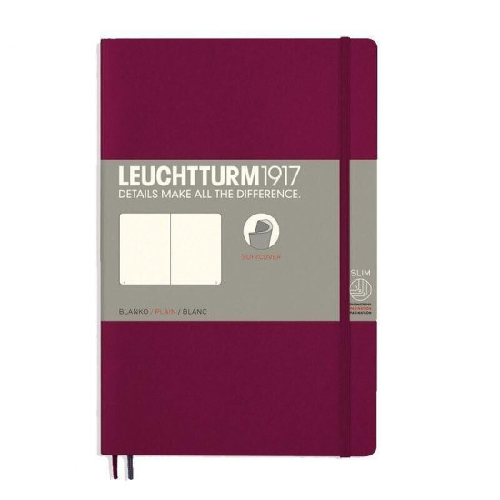 Тефтер B6+ Leuchtturm1917 Notebook Paperback Port Red, меки корици, Редове