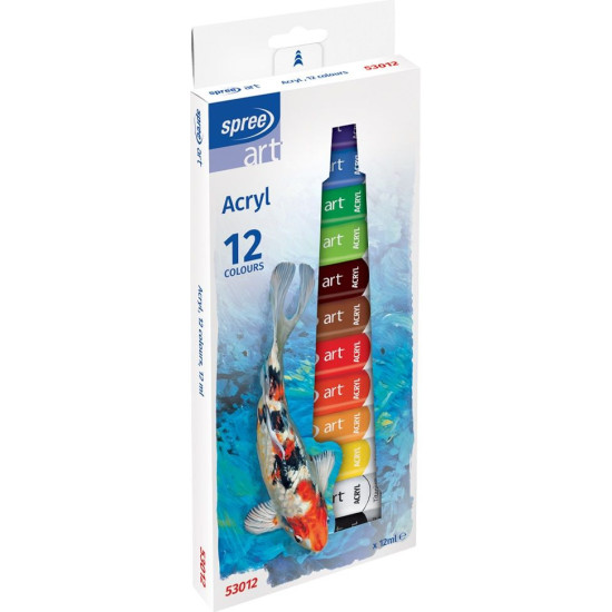 Акрилни бои Spree Art - 12 цвята х 12 ml