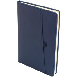 Бележник Spree - С джоб за GSM и химикалка, 112 листа, тъмносин