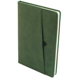 Бележник Spree - С джоб за GSM и химикалка, 112 листа, зелен
