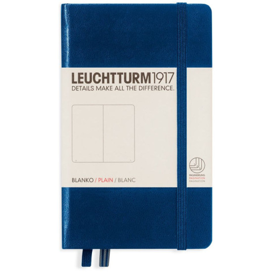 Джобен тефтер Leuchtturm1917 - A6, бели страници, Navy