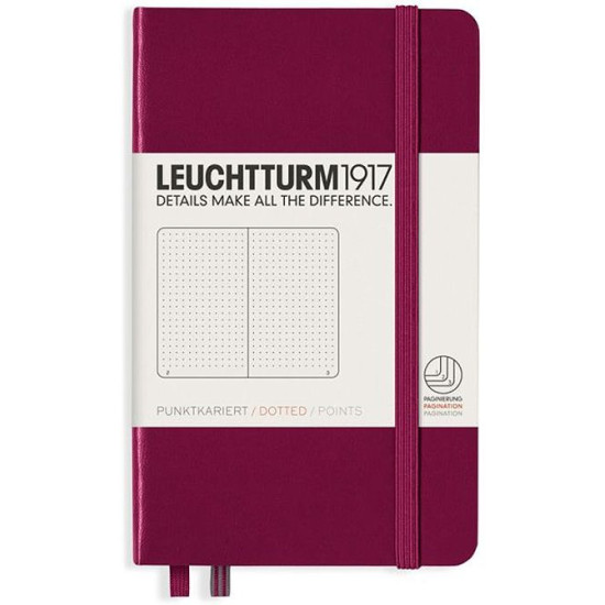 Джобен тефтер Leuchtturm1917 - A6, страници на точки, Port Red