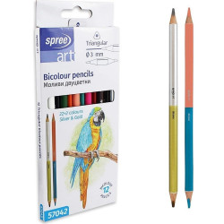 Комплект двуцветни моливи Spree Art - Триъгълни, Ø 3 mm, 12 х 2 броя Комплект двуцветни моливи Spree Art - Триъгълни, Ø 3 mm, 12 х 2 броя
