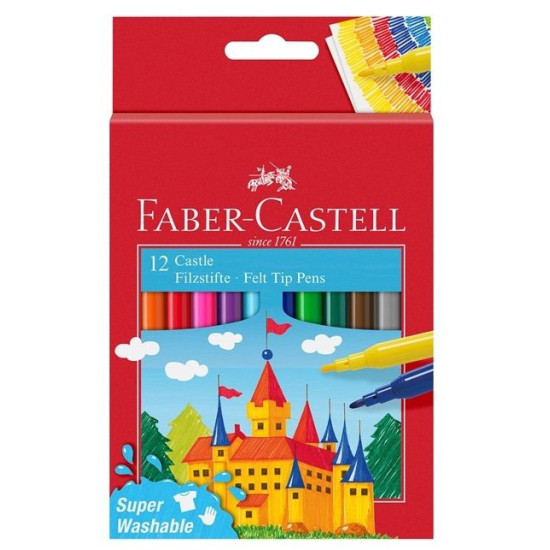 Комплект флумастери Faber-Castell Castle - 12 цвята