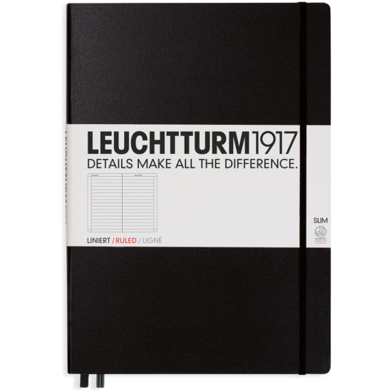 Тефтер Leuchtturm1917 Master Slim - А4+, линиран, Black