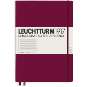 Тефтер Leuchtturm1917 Master Slim - А4+, линиран, Port Red
