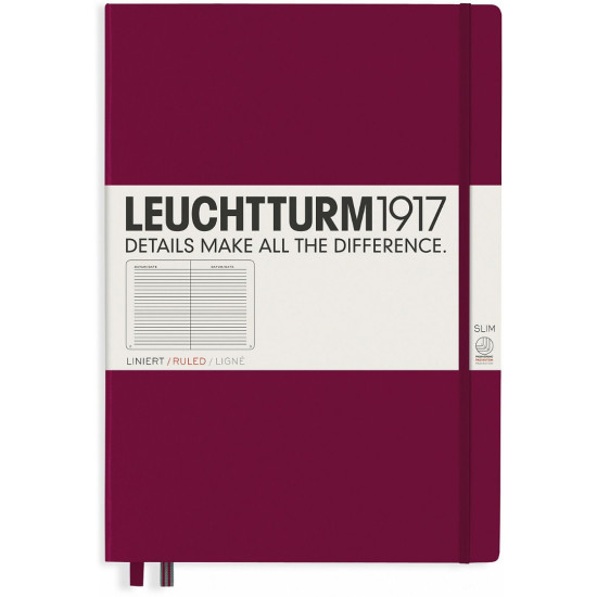 Тефтер Leuchtturm1917 Master Slim - А4+, линиран, Port Red