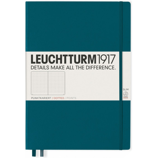 Тефтер Leuchtturm1917 Master Slim - А4+, страници на точки, Pacific Green