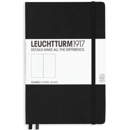 Тефтер Leuchtturm1917 Notebook Medium А5 - Черен, бели страници