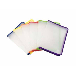 Папка с шит цип, A4+, прозрачно - лилава