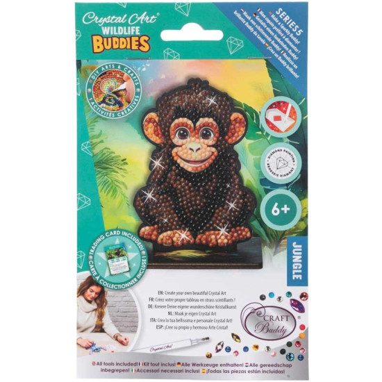 Комплект за диамантена бродерия, Craft Buddy, Crystal Art Buddies, Шимпанзе, 7 части | Игри и играчки