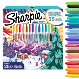 Комплект перманентни маркери Sharpie Winter Holiday, 25 цвята