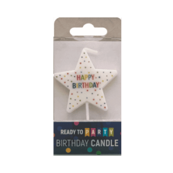 Свещ за рожден ден - звезда Happy Birthday - 4.8 см - 1 брой